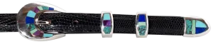 David Rosales Sugulite, Lapis & Turquoise 3/4" Inlaid Ranger Belt Buckle