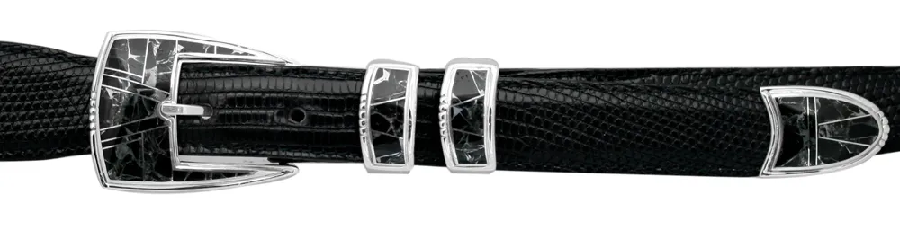 David Rosales Zinc & Black Quartz 1" Inlaid Ranger Belt Buckle