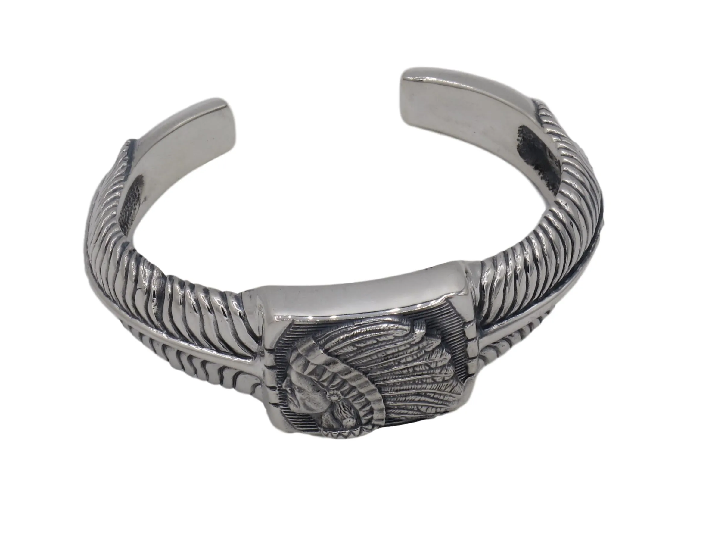 #DB-19 Big Chief Feather Cuff, Sterling