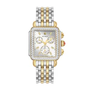 Deco High Shine Silver Dial Two-Tone Chronograph