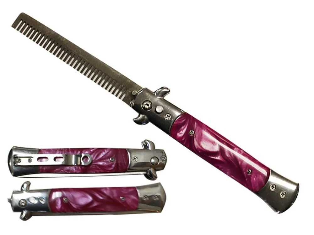 Designer Metal Switchblade Comb