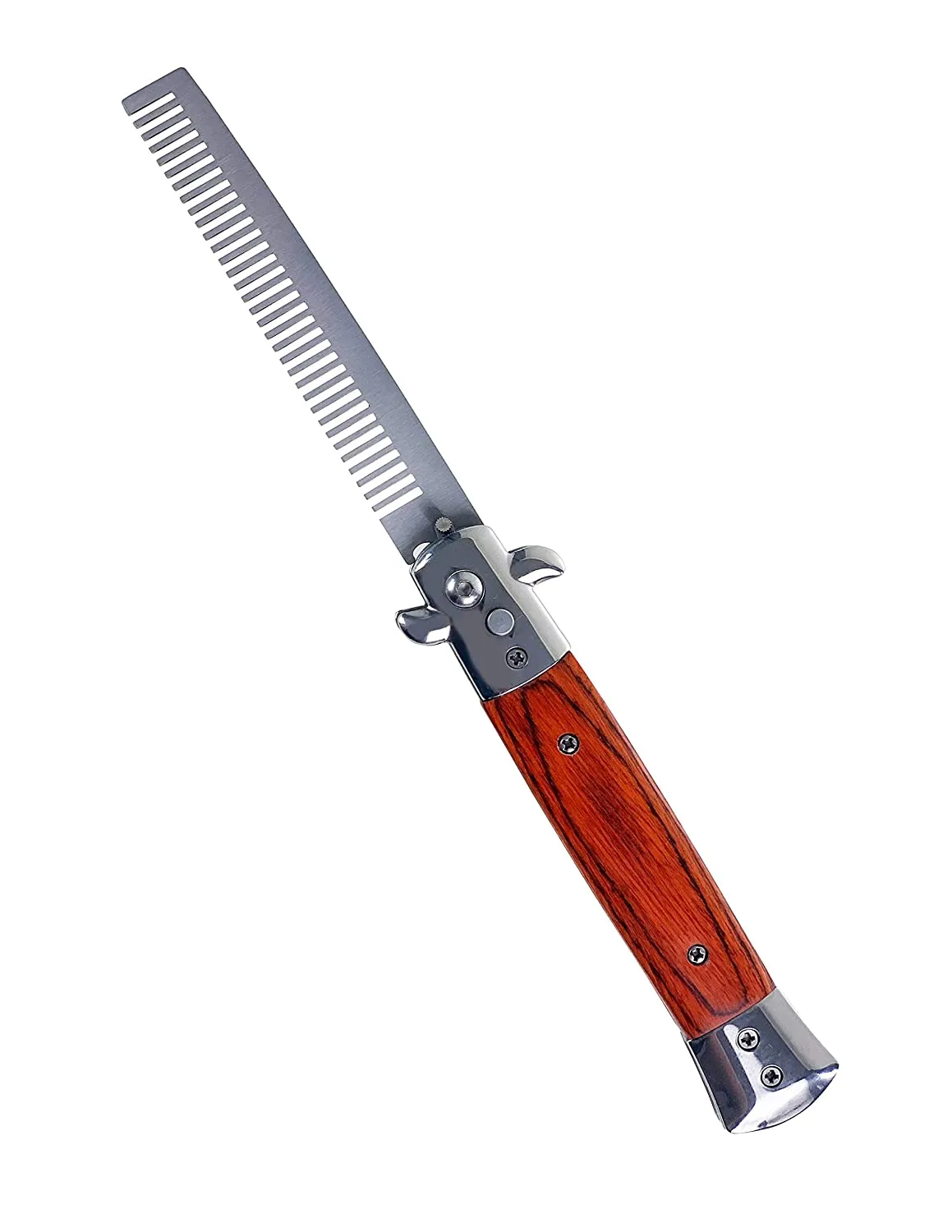 Designer Metal Switchblade Comb
