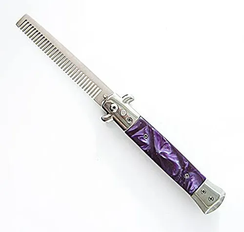 Designer Metal Switchblade Comb