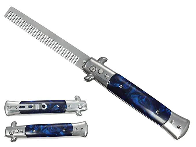 Designer Metal Switchblade Comb
