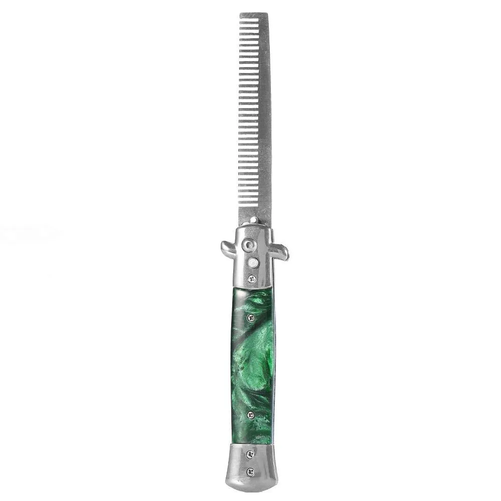Designer Metal Switchblade Comb