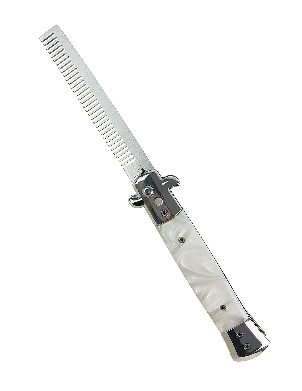 Designer Metal Switchblade Comb