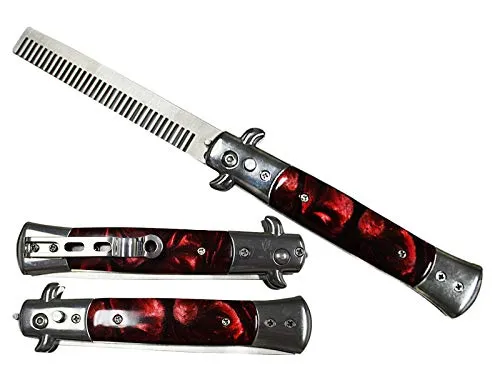 Designer Metal Switchblade Comb