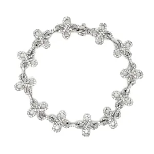 Diamond & 18K White Gold Tennis Bracelet- "Lucky Clover"