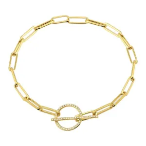 Diamond Paper Clip Chain Toggle Bracelet