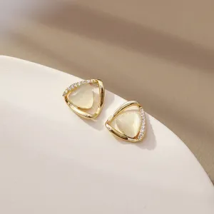 E1431 - Korean Opal Triangle Earrings