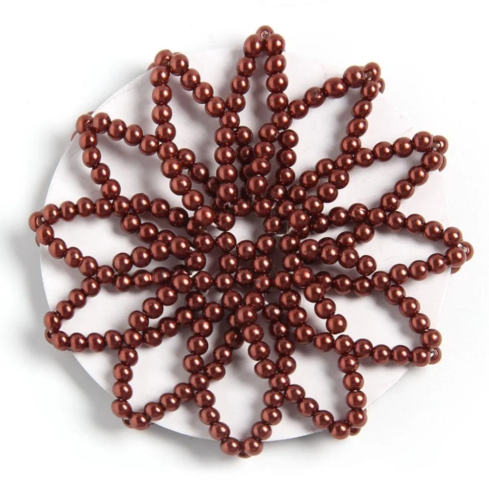 Elastic Crochet Pearls with Shiny Rhinestones Hair Bun