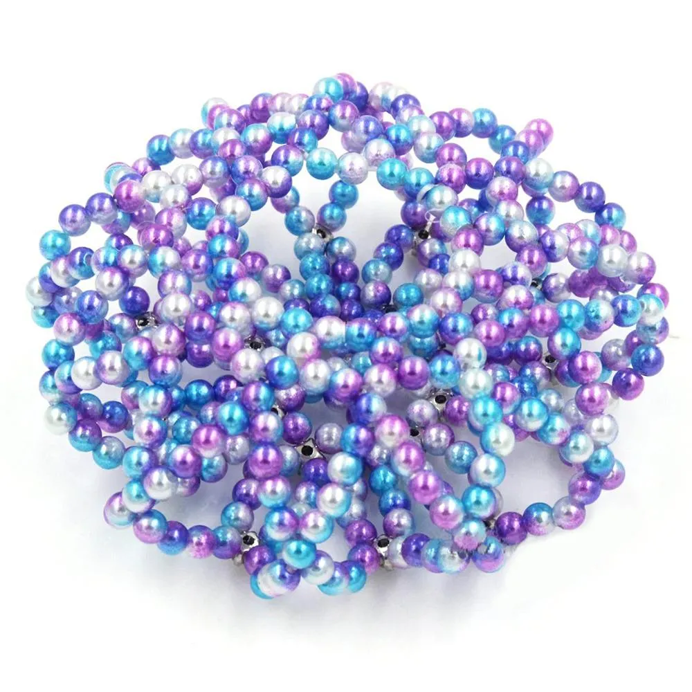 Elastic Crochet Pearls with Shiny Rhinestones Hair Bun