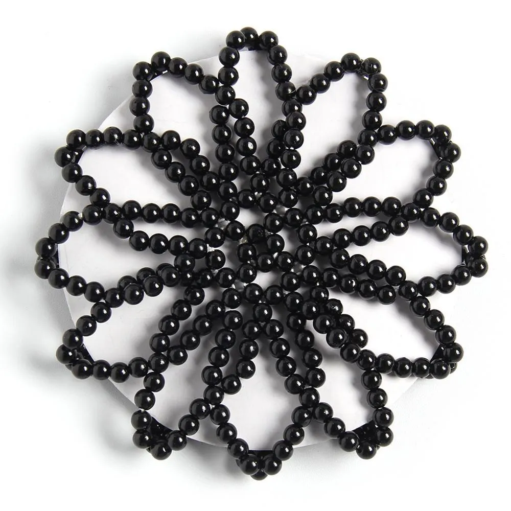 Elastic Crochet Pearls with Shiny Rhinestones Hair Bun