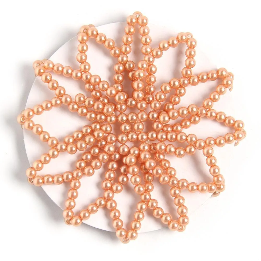 Elastic Crochet Pearls with Shiny Rhinestones Hair Bun