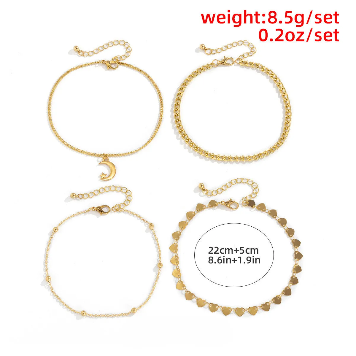 European And American Cross-border Metal Alloy Moon Pendant Foot Jewelry
