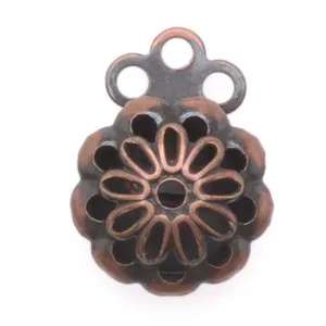 Filigree Box Clasps, 3 Strand Flower 9mm, Antiqued Copper Plated (2 Pieces)