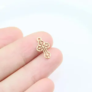 Filigree Celtic Cross Charm - Waterproof Gold - Sold Individually - A006