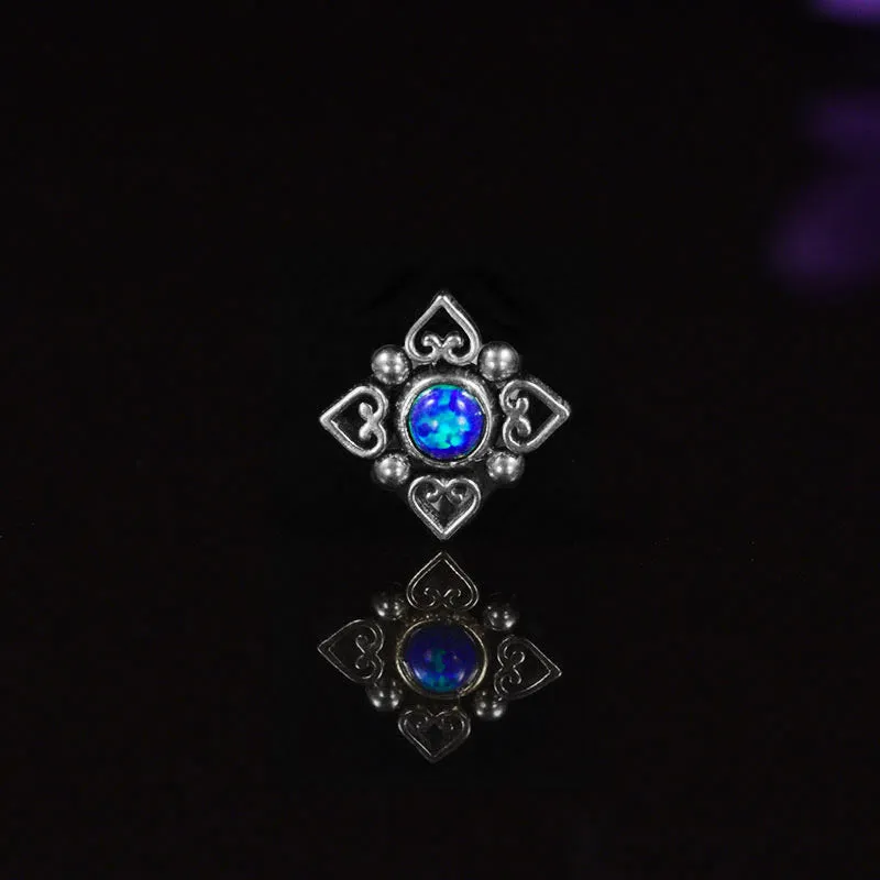 Filigree Labret with Blue Opal