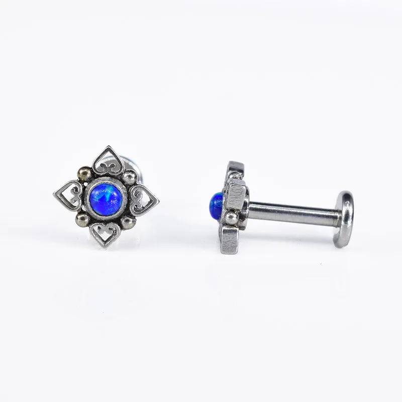 Filigree Labret with Blue Opal