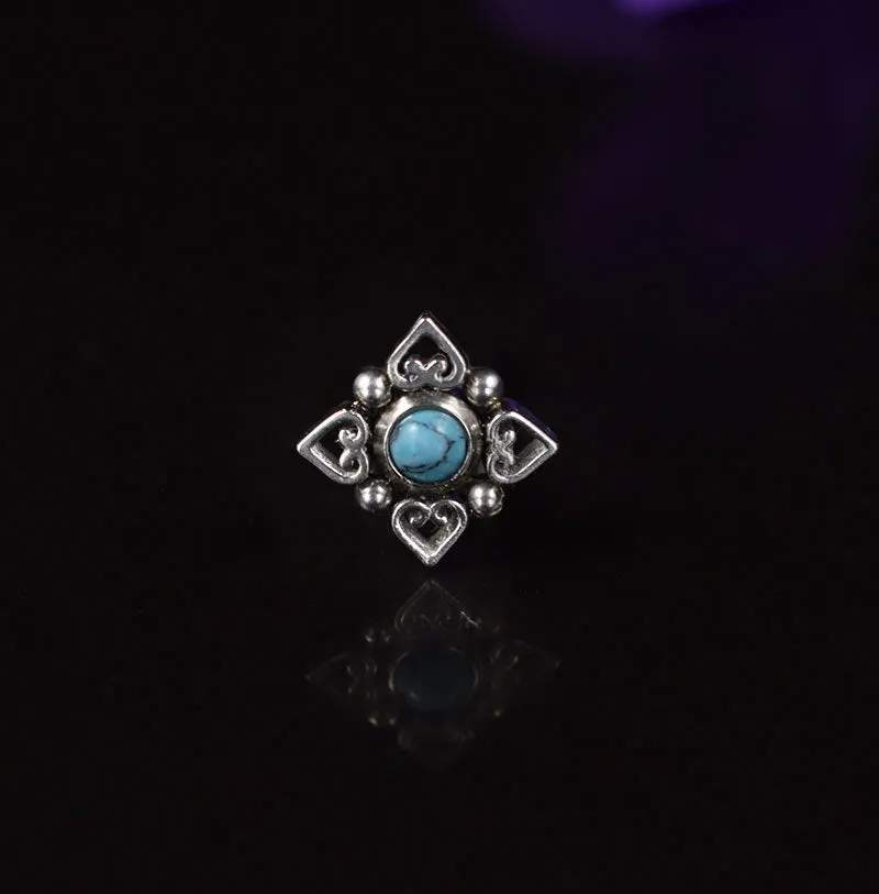 Filigree Labret with Turquoise Stone