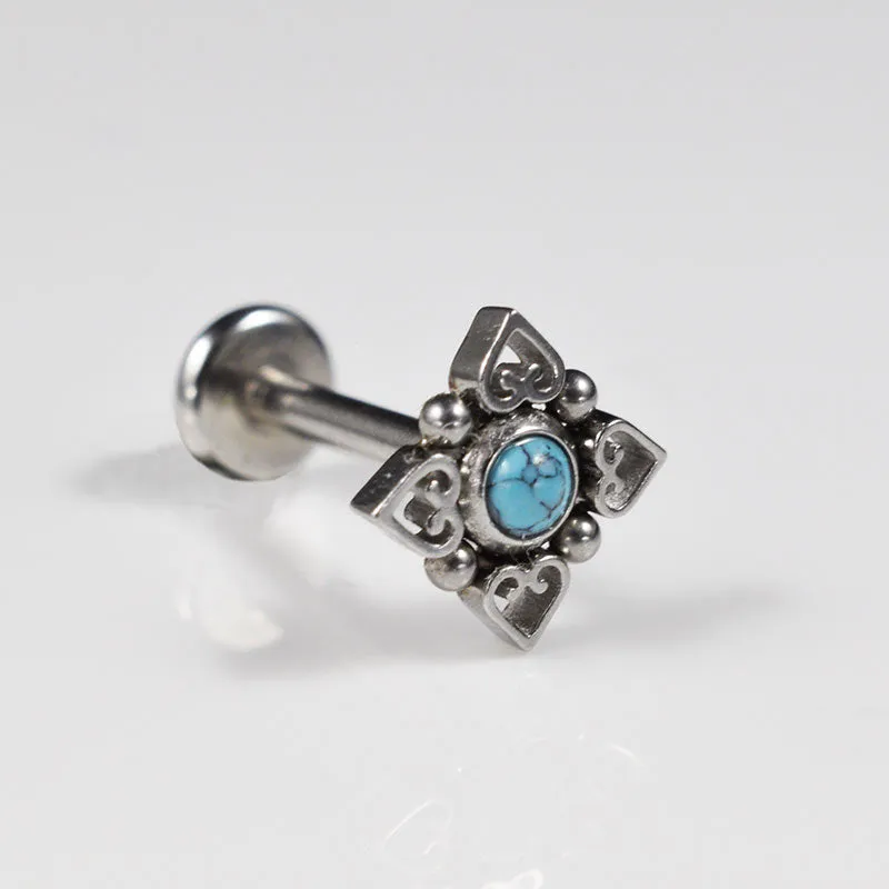 Filigree Labret with Turquoise Stone