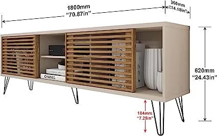Go Green Woods Frizz Mid-Century Modern TV Stand for 70 Inch TV