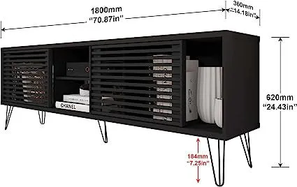Go Green Woods Frizz Mid-Century Modern TV Stand for 70 Inch TV