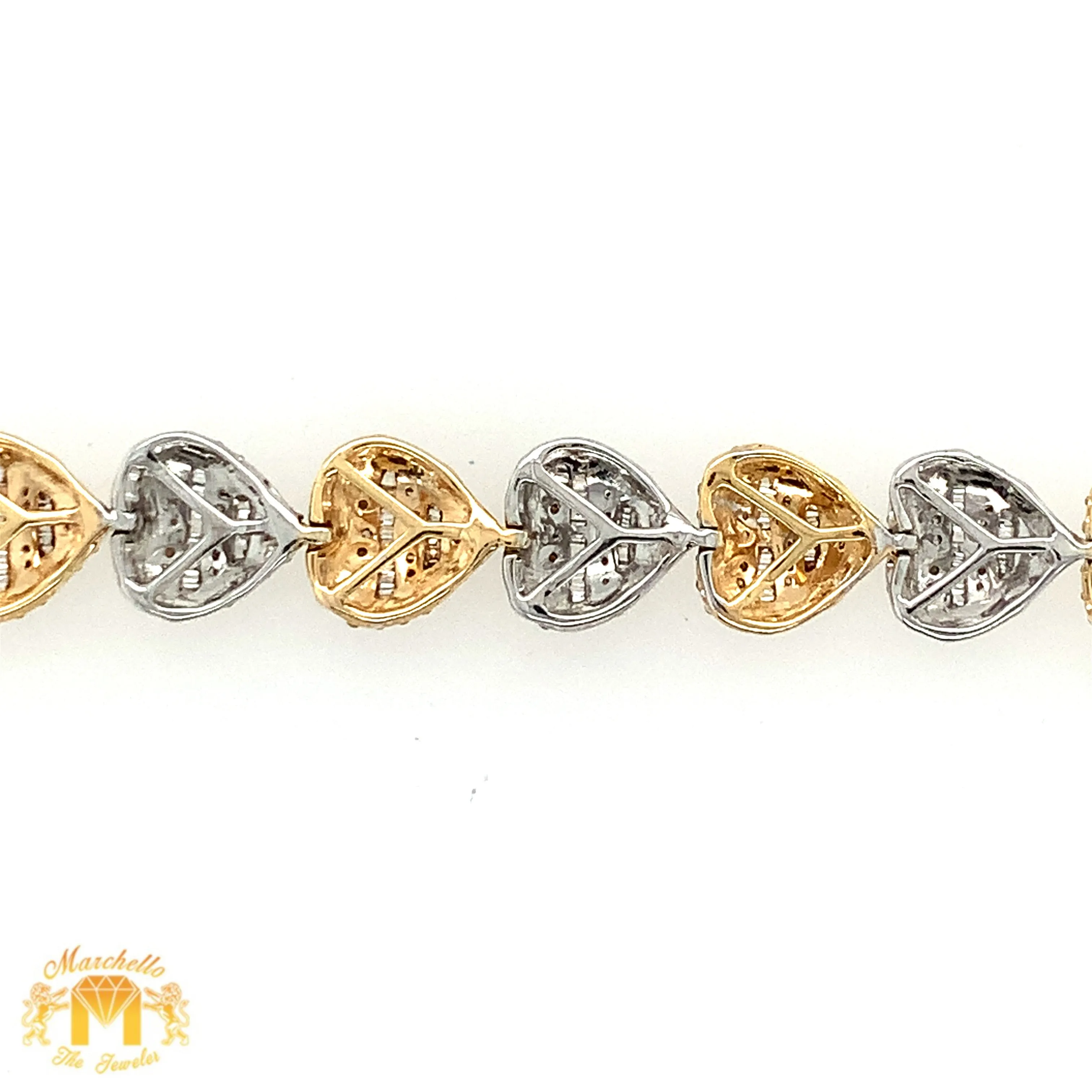 Gold and Diamond Heart Link 8.6mm Bracelet (choose your color)