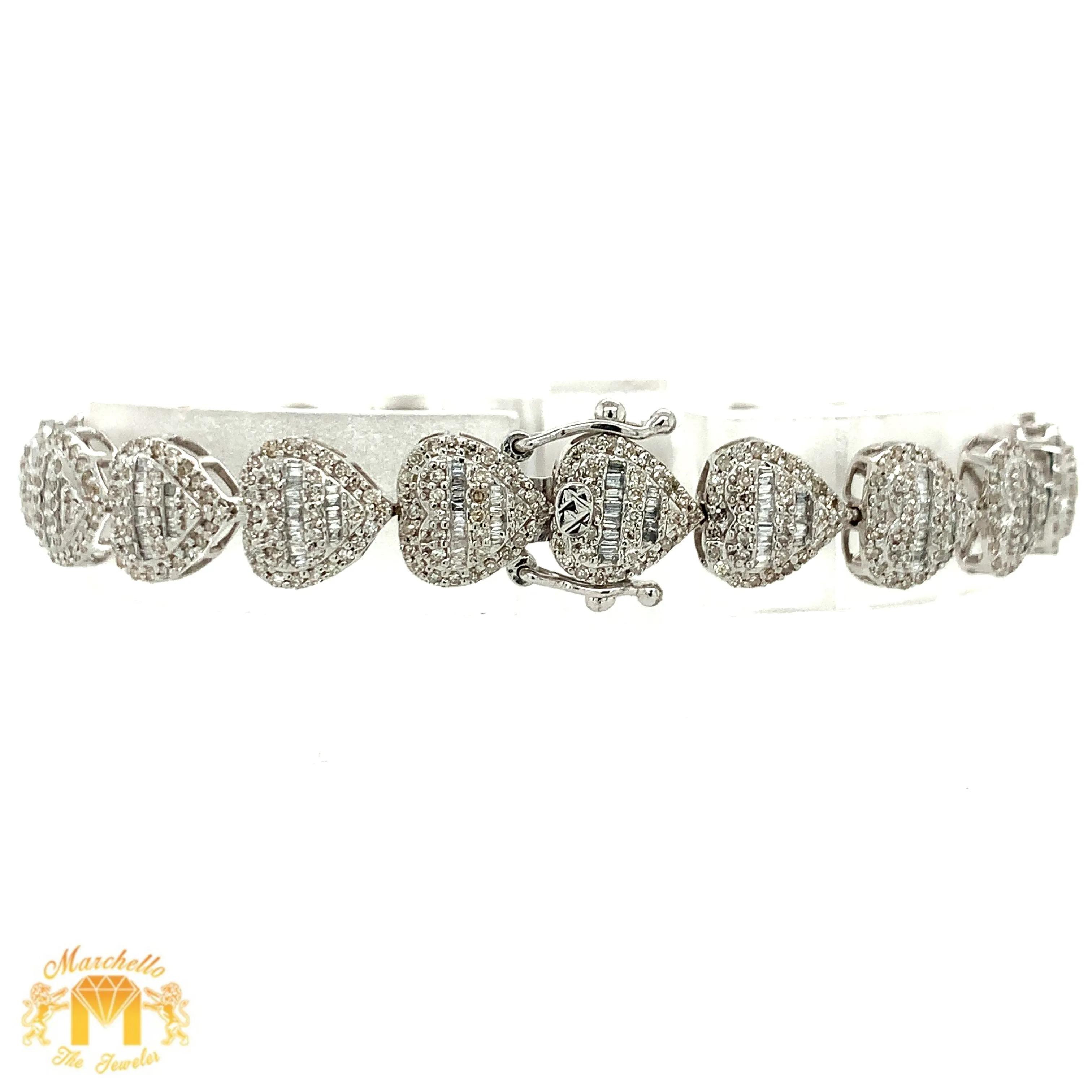 Gold and Diamond Heart Link 8.6mm Bracelet (choose your color)