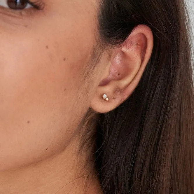 Gold Mother Of Pearl And Kyoto Opal Stud Earrings E034-02G