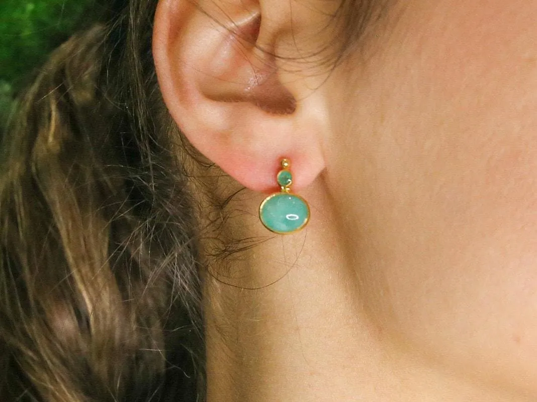 Gold Opal Earrings - Natural Australian Opal, Bridal Opal Earrings