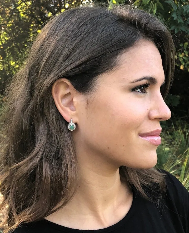 Gold Opal Earrings - Natural Fire Opal, Gold Cluster Earrings