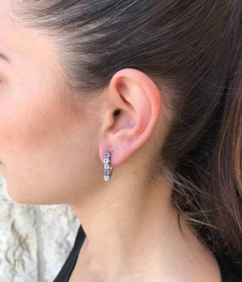Gold Opal Earrings - Vertical Opal Earrings - October Birthstone Earrings
