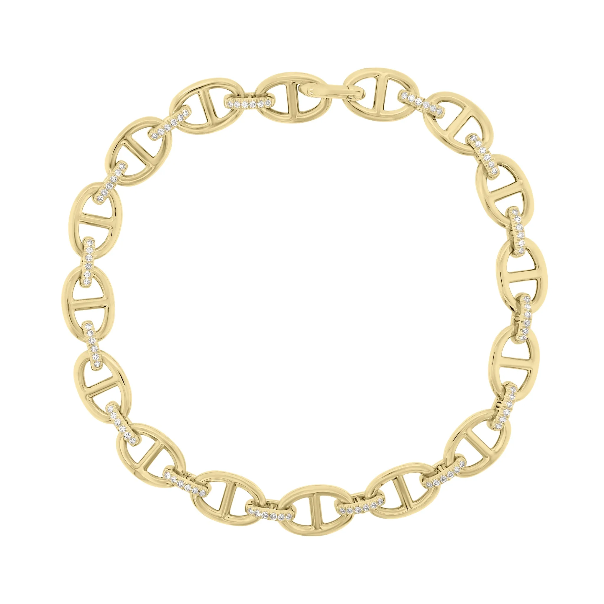 Gold Tri-Link Bracelet with Diamonds