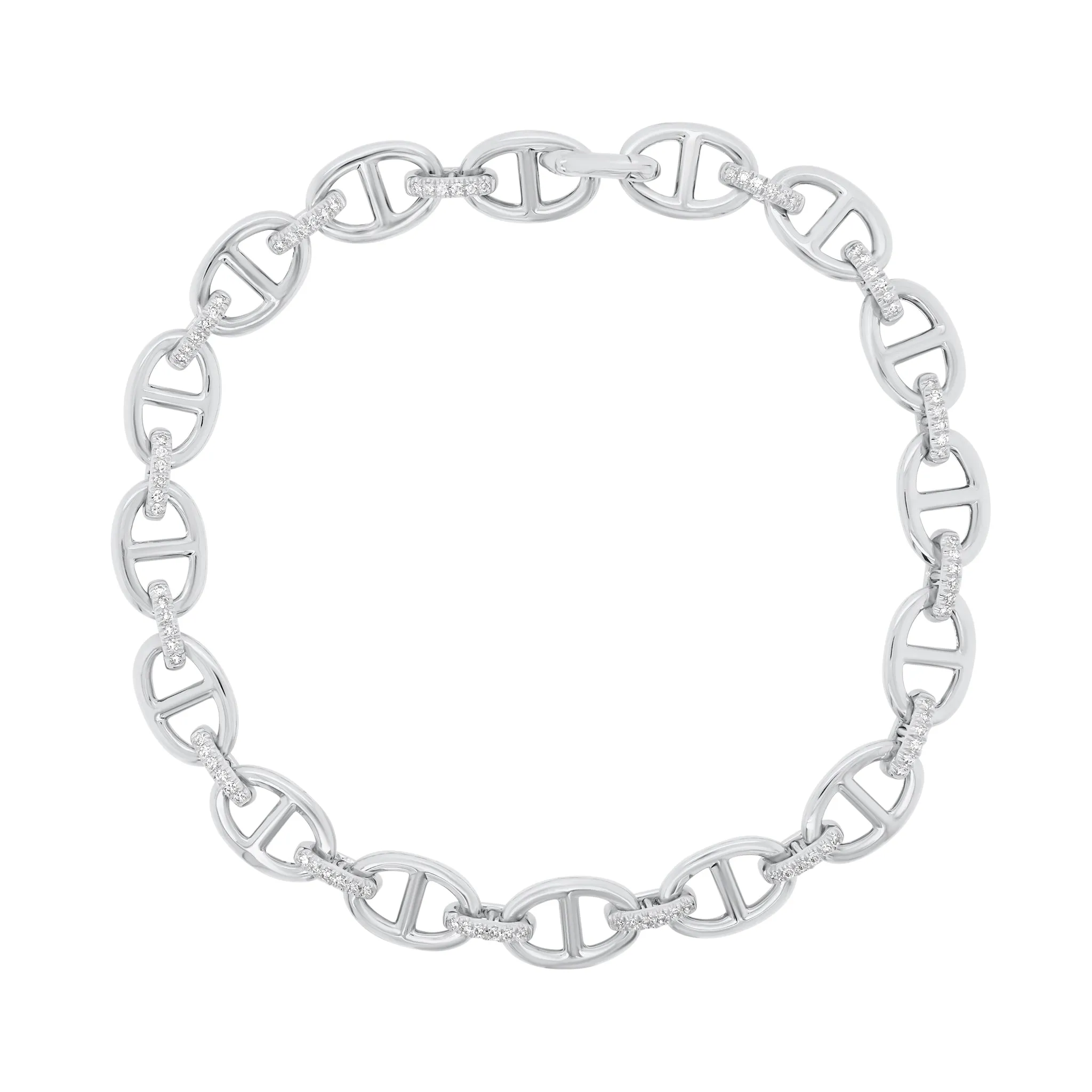 Gold Tri-Link Bracelet with Diamonds