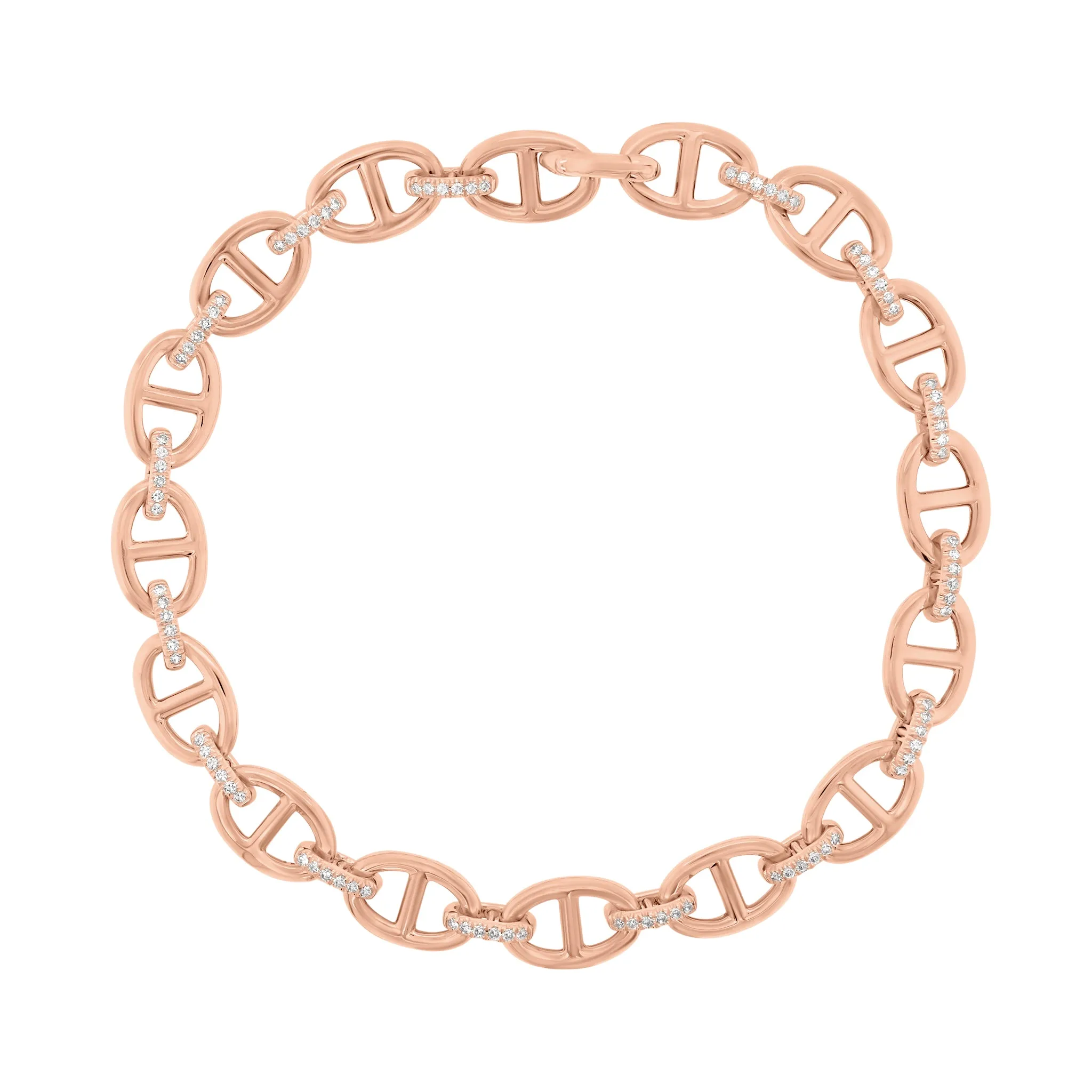 Gold Tri-Link Bracelet with Diamonds