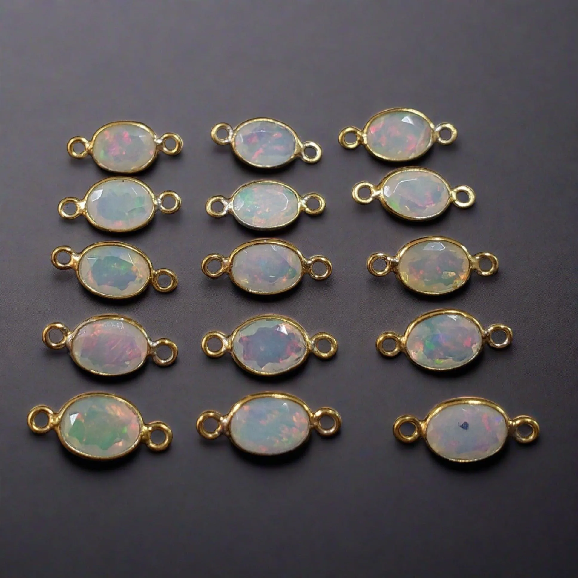 Gold Vermeil Opal Connector Charms