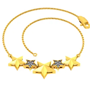Gorgeous 14k Gold And Diamond Studded Bracelet With Stars Design For Women From Pc Chandra Jewellers