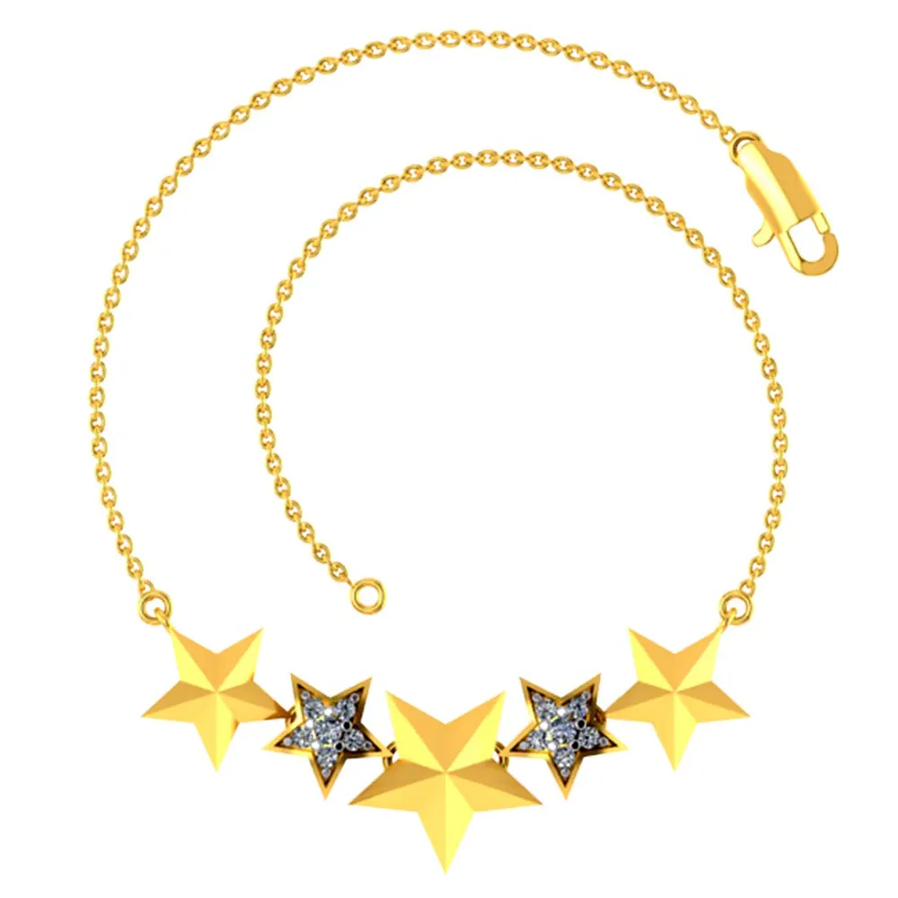 Gorgeous 14k Gold And Diamond Studded Bracelet With Stars Design For Women From Pc Chandra Jewellers