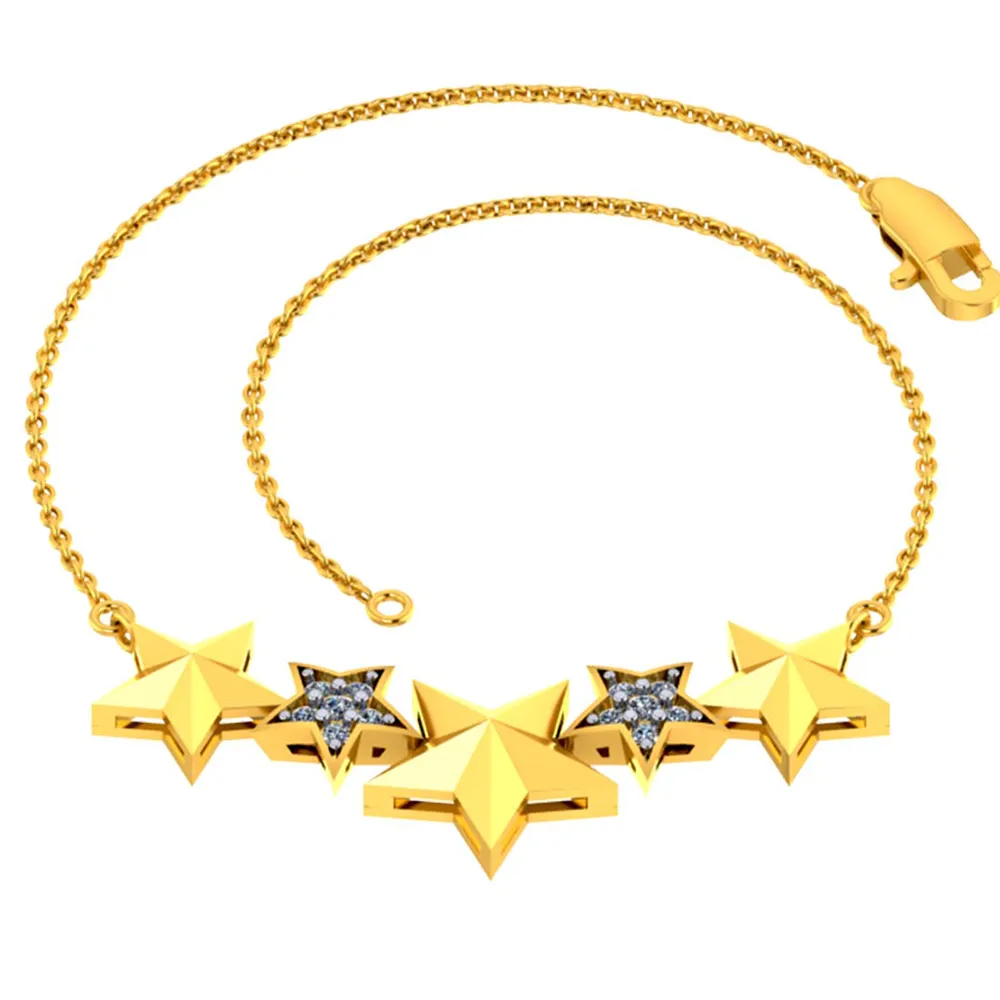 Gorgeous 14k Gold And Diamond Studded Bracelet With Stars Design For Women From Pc Chandra Jewellers