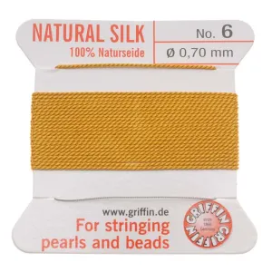 Griffin Silk Beading Cord & Needle Size 6 Amber Yellow
