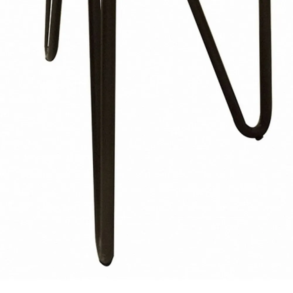 Hito 40in Side End Table, Metal Legs, Live Edge Brown Solid Parota Wood By Casagear Home