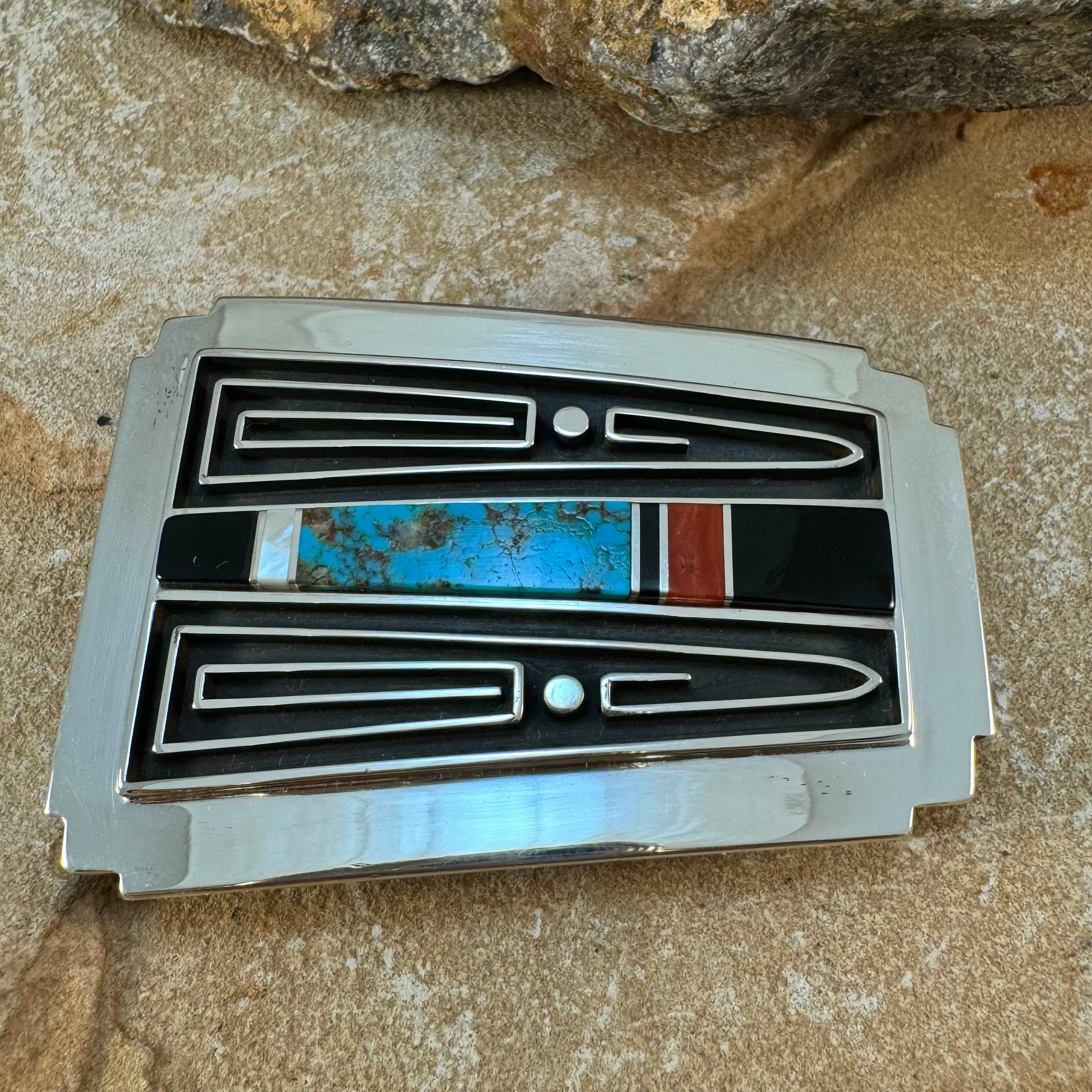 Inlaid Sterling Silver Buckle by Albert Nells