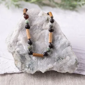 Kids | African Turquoise   Raw Cherry Amber Hazelwood Necklace