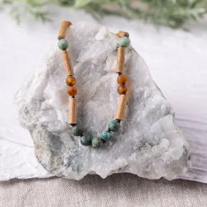 Kids | African Turquoise   Raw Cognac Amber Hazelwood Necklace