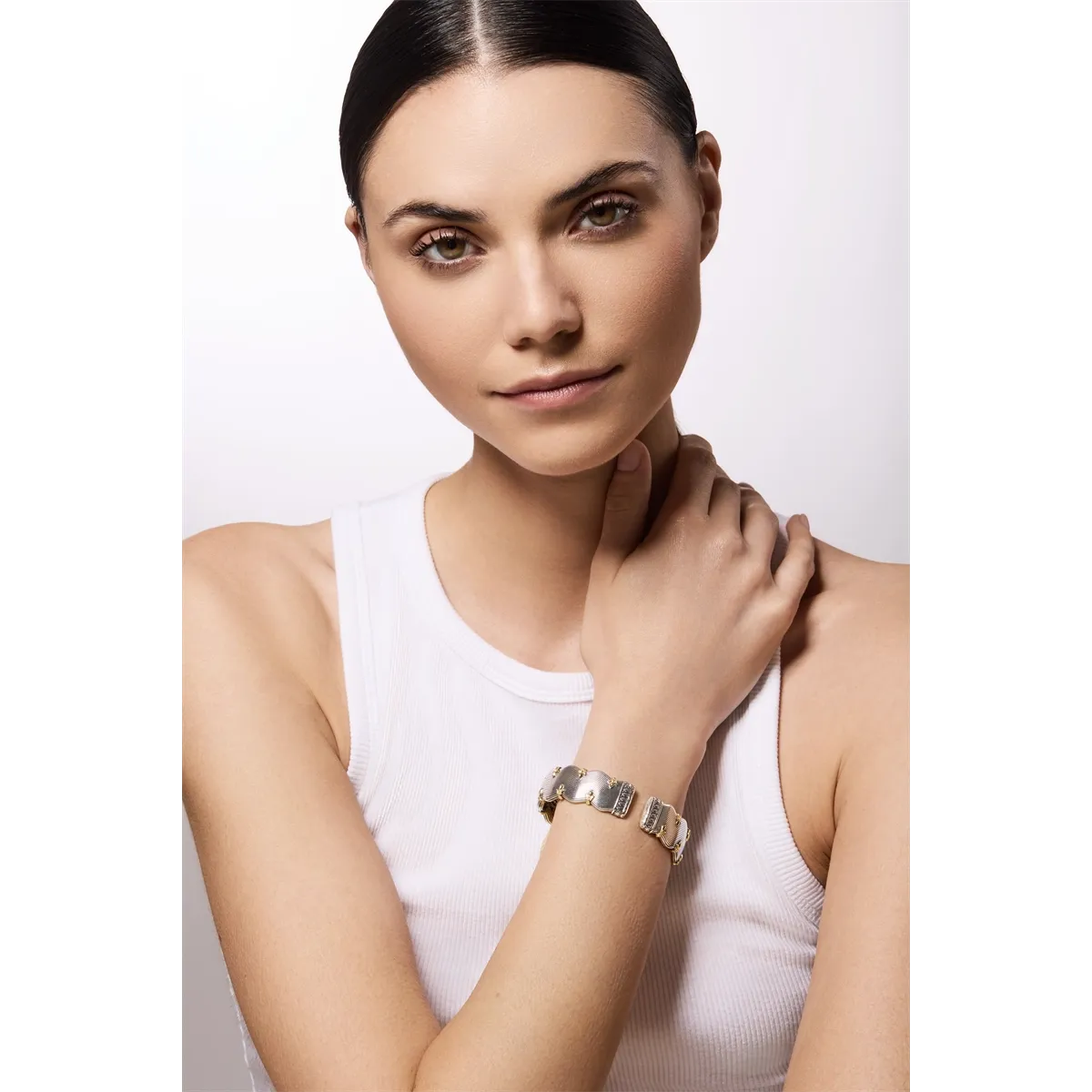 Konstantino Kyma Collection Sterling and Gold Golden Sunbeam Wide Cuff Bracelet