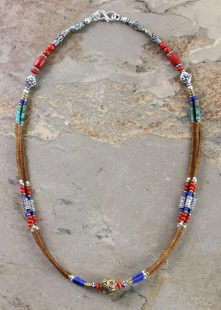 Lapis Coral and Turquoise Necklace