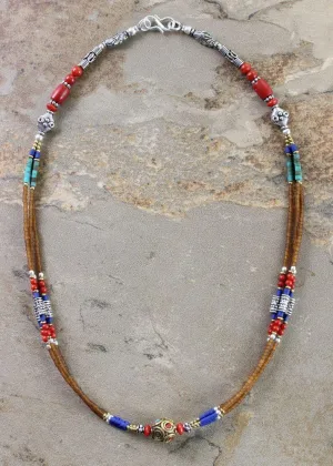 Lapis Coral and Turquoise Necklace