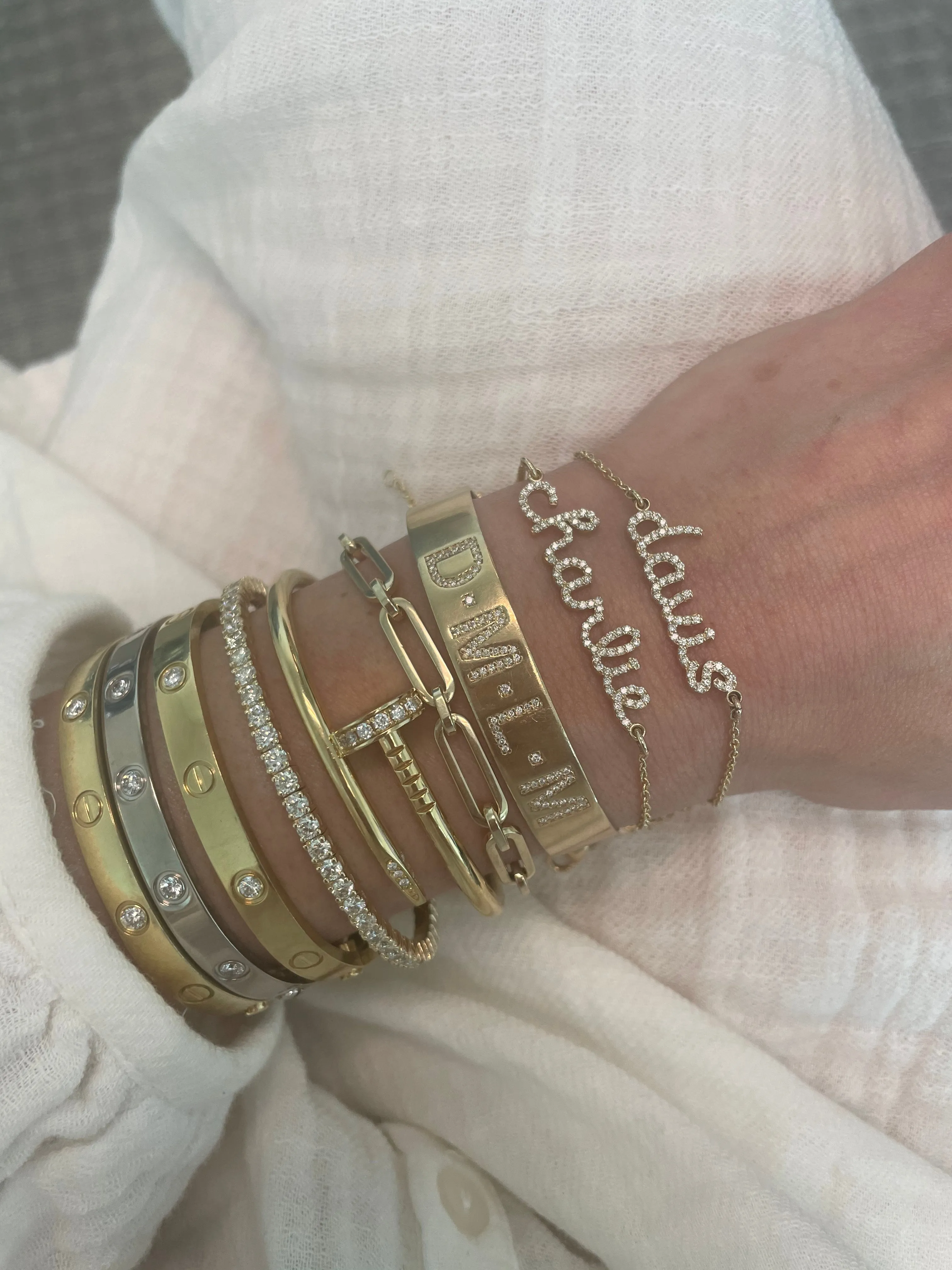 Large Diamond Initial Cuff