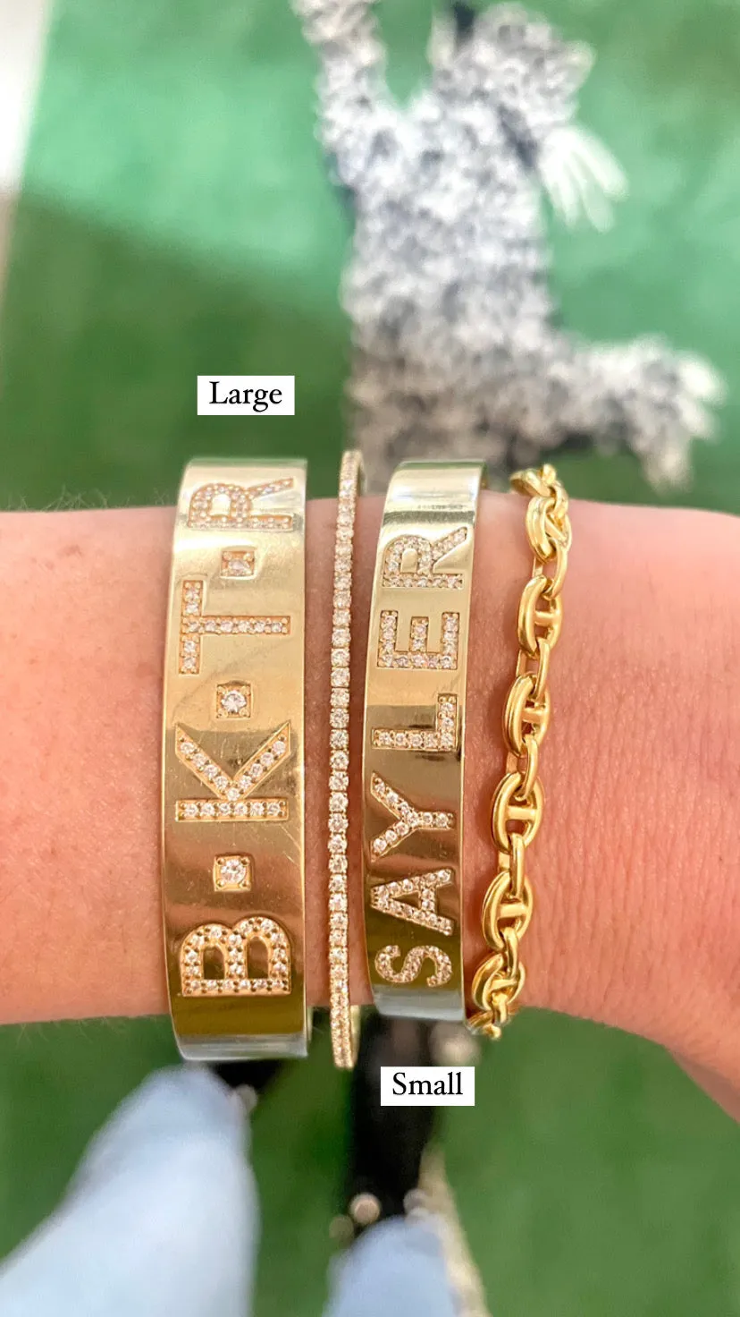 Large Diamond Initial Cuff